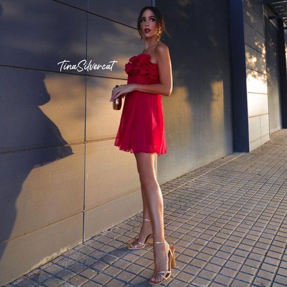 BLOGGER'S FAVE! Zara Pleated Ruffle Mini Dress Red NWT - Picture 13 of 16
